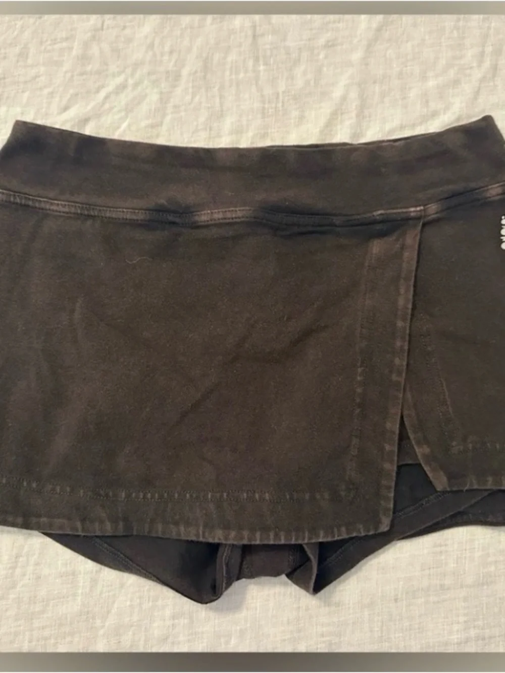 Free People Slate Gray/ black hot shot skirt/ Wrap Mini Skirt